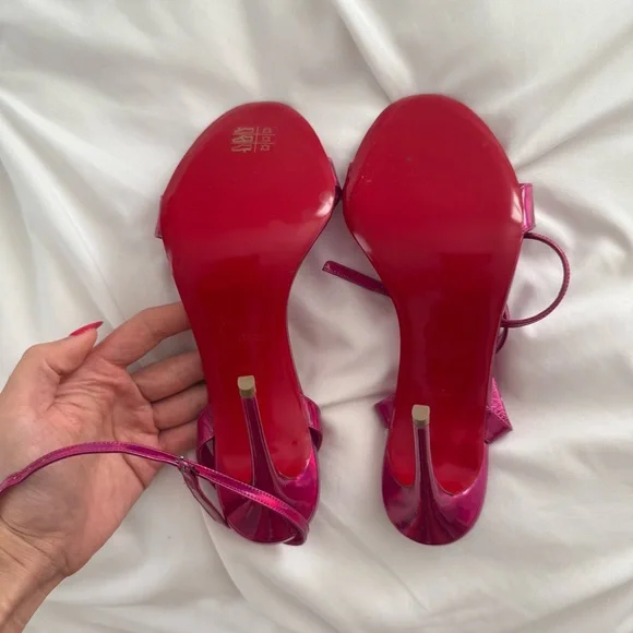 Christian Louboutin Shiny Pink Strappy Heels - Picture 2 of 6